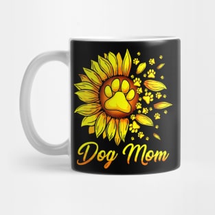 Funny Cute Dog Mom With Dog Paws Sunflower Mothers Day Girl Mug